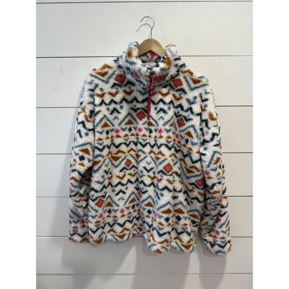 Eddie Bauer Plush Pullover Fleece Multicolor 1/4 Zip Long Sleeve Jacket XXL - Picture 1 of 6